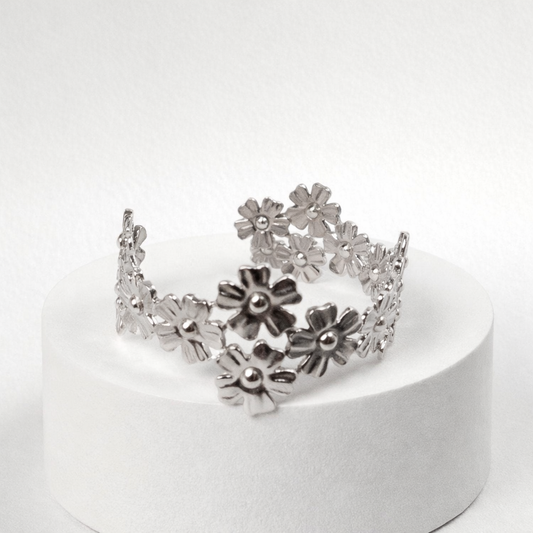 flower Cuff Bracelet ( stainless steel )