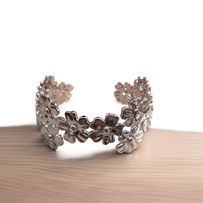flower Cuff Bracelet ( stainless steel )