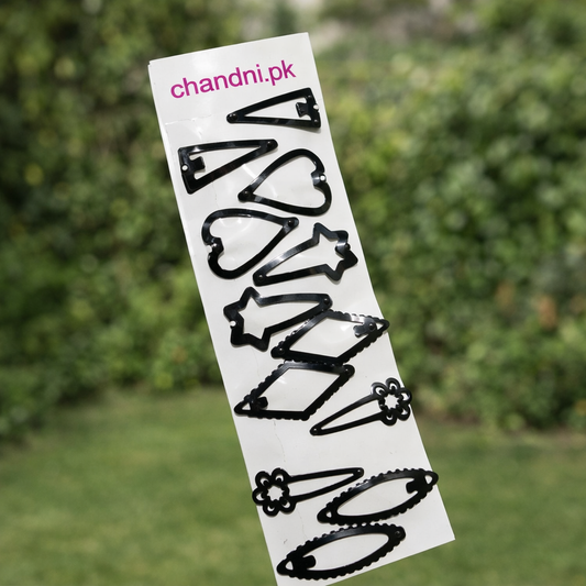 Black Decorative Snap Clips  pin ( 6 pair )