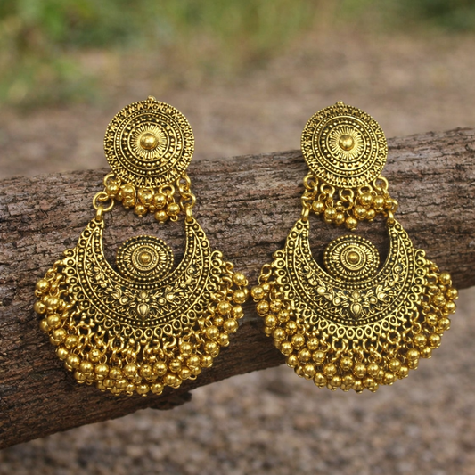 Traditional Ghungroo Chandbali Drops Earrings