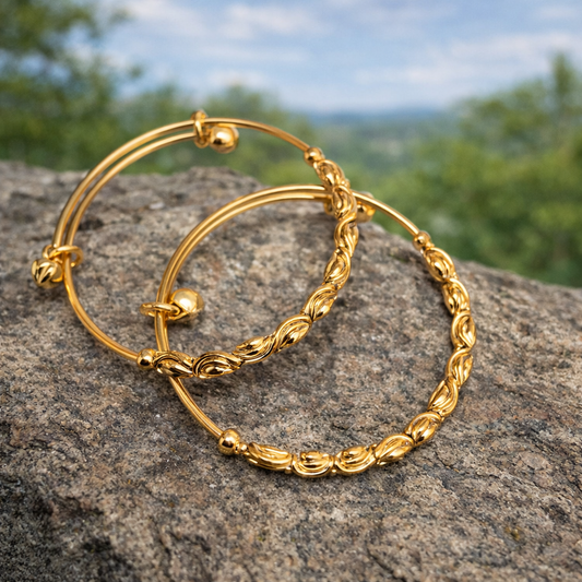 Twist Charm golden  Bangles (pair )