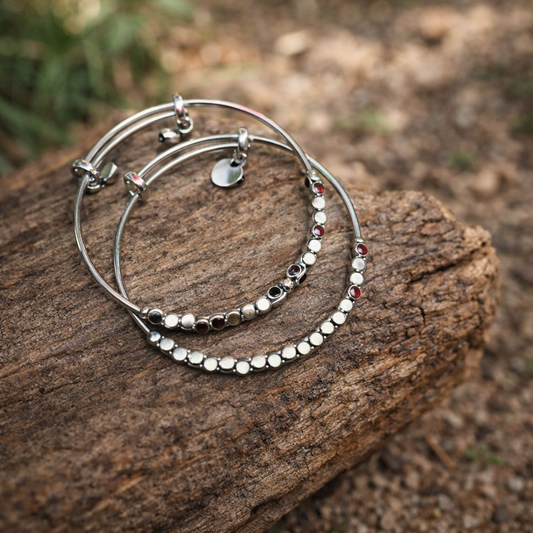 Twist Charm silver  Bangles (pair )
