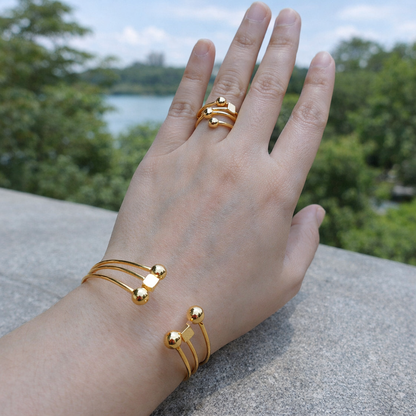 Ball & Cube Ring & Cuff Set