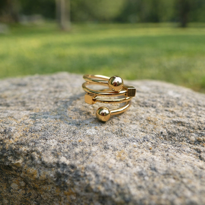 Ball & Cube Ring & Cuff Set