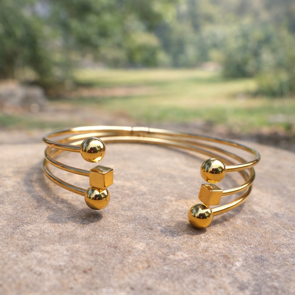 Ball & Cube Ring & Cuff Set