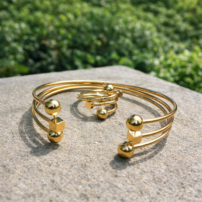 Ball & Cube Ring & Cuff Set