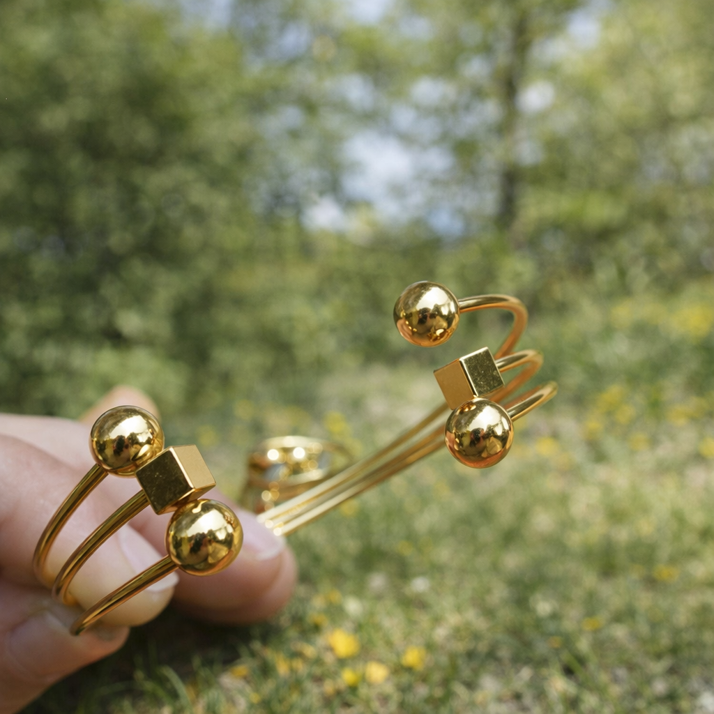 Ball & Cube Ring & Cuff Set