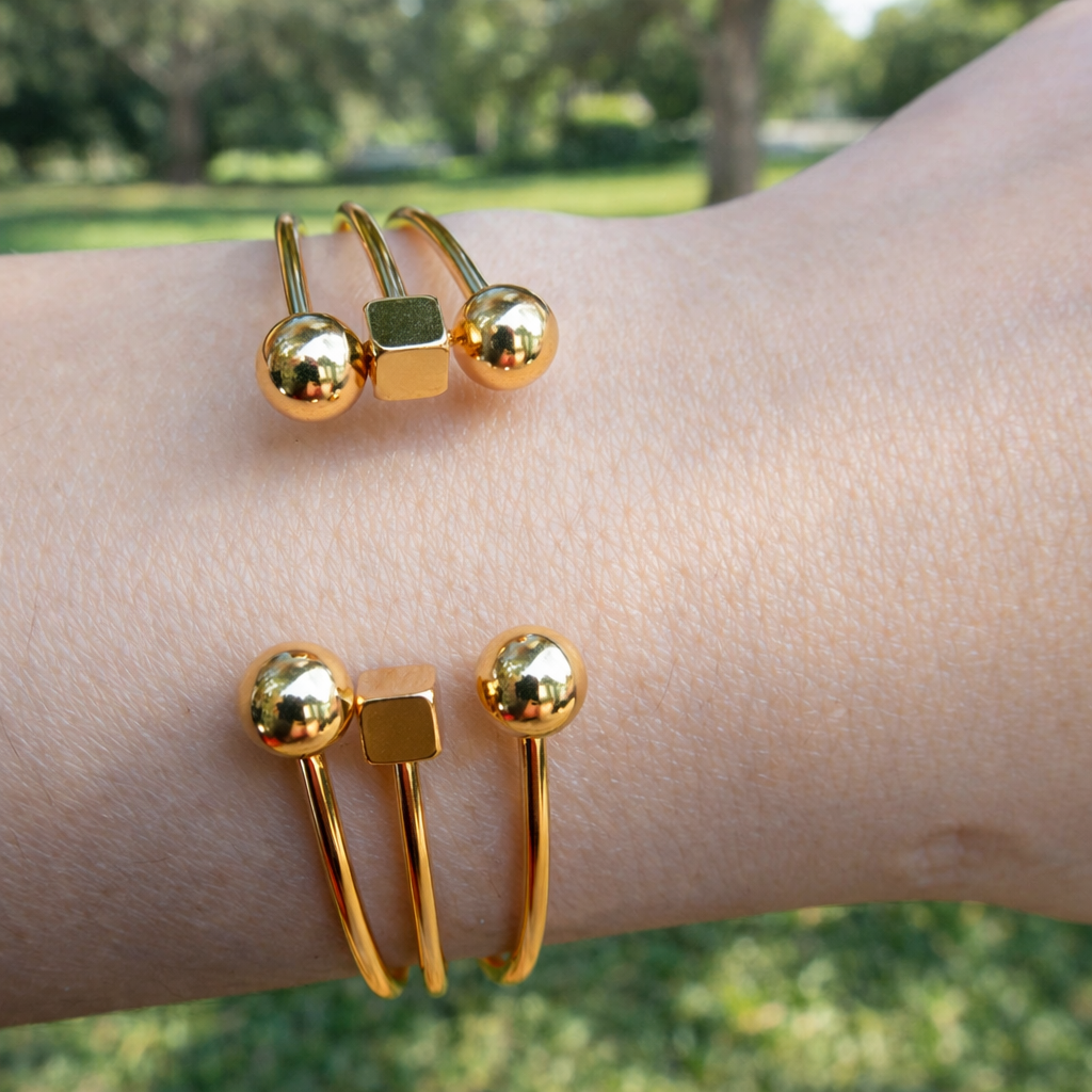 Ball & Cube Ring & Cuff Set
