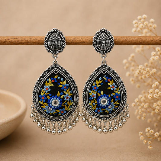 polymer clay blue  jhumka