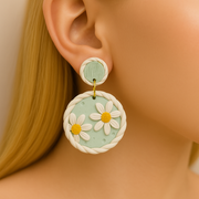 polymer clay daisy earrings