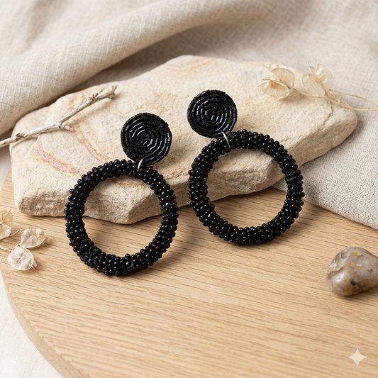 Midnight Handmade Hoop Earrings
