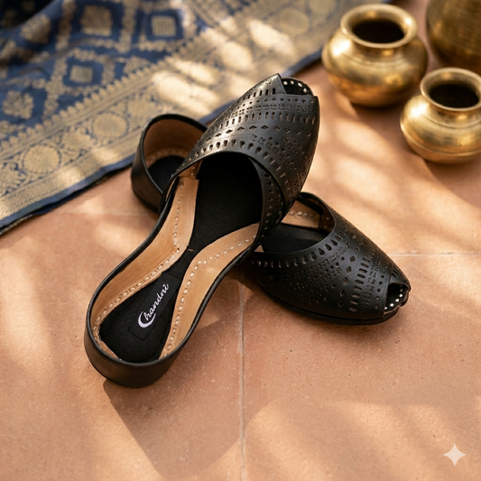 Peep Toes black Khussa