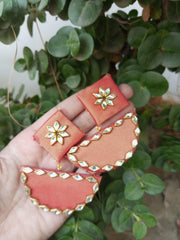 Handmade Fabric kundan Weddings Earrings
