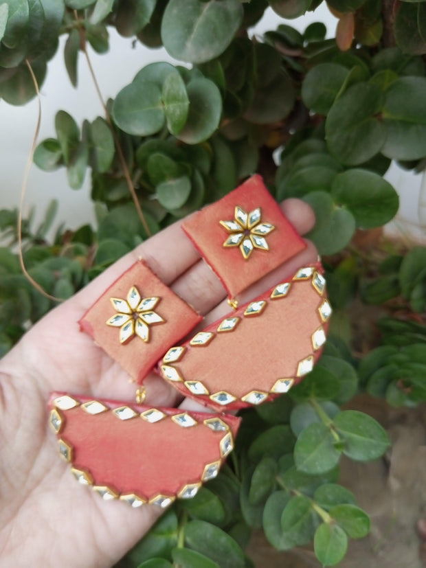 Handmade Fabric kundan Weddings Earrings