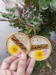 Flat Pressed Resin Preserved Fresh Petal Charms Epoxy Dried Flower White  Bangle Hoop Earrings