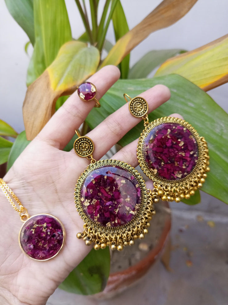 Flat Pressed Resin Preserved Fresh Rose crush Set