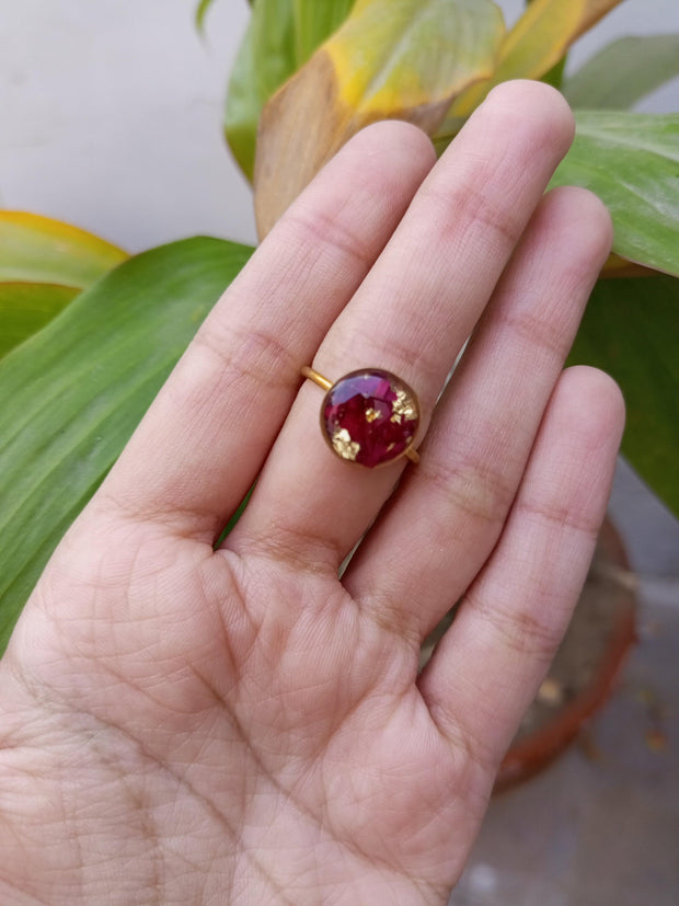 Flat Pressed Resin Preserved Fresh Petal Charms Epoxy Dried Flower Rose  Ring jewelry