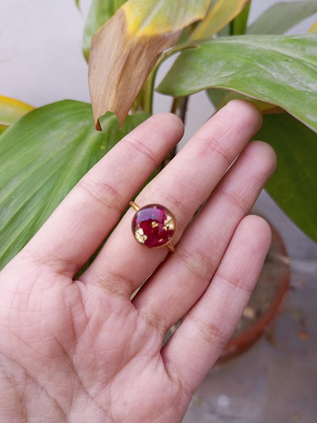 Flat Pressed Resin Preserved Fresh Petal Charms Epoxy Dried Flower Rose  Ring jewelry