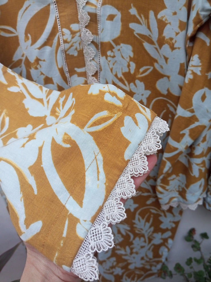 2PC SOFT COTTON FLORAL PRINT SUIT