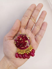 Flat Pressed Resin Preserved Fresh Petal Charms Epoxy Dried Flower Rose Pearls Hanging  Pendant