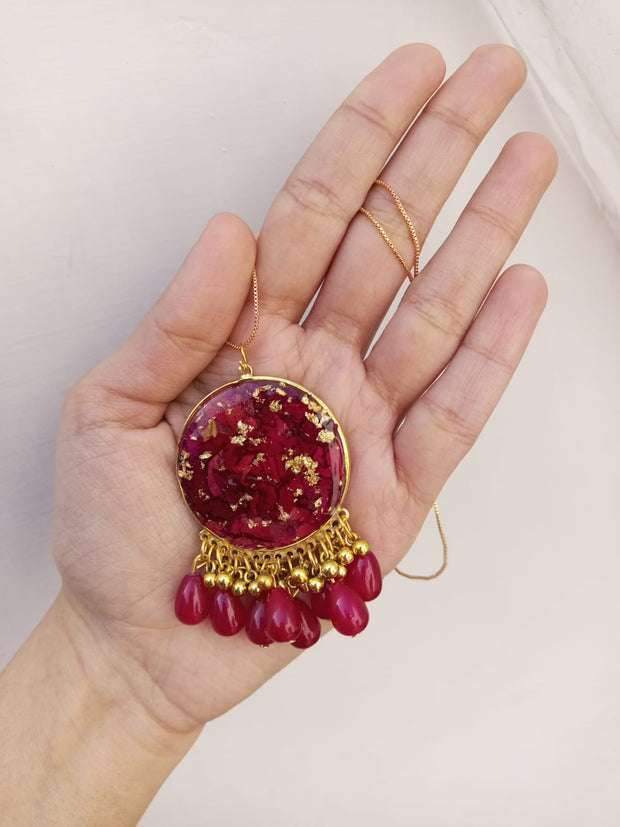 Flower Rose Pearls Hanging  Pendant