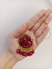 Flat Pressed Resin Preserved Fresh Petal Charms Epoxy Dried Flower Rose Pearls Hanging  Pendant