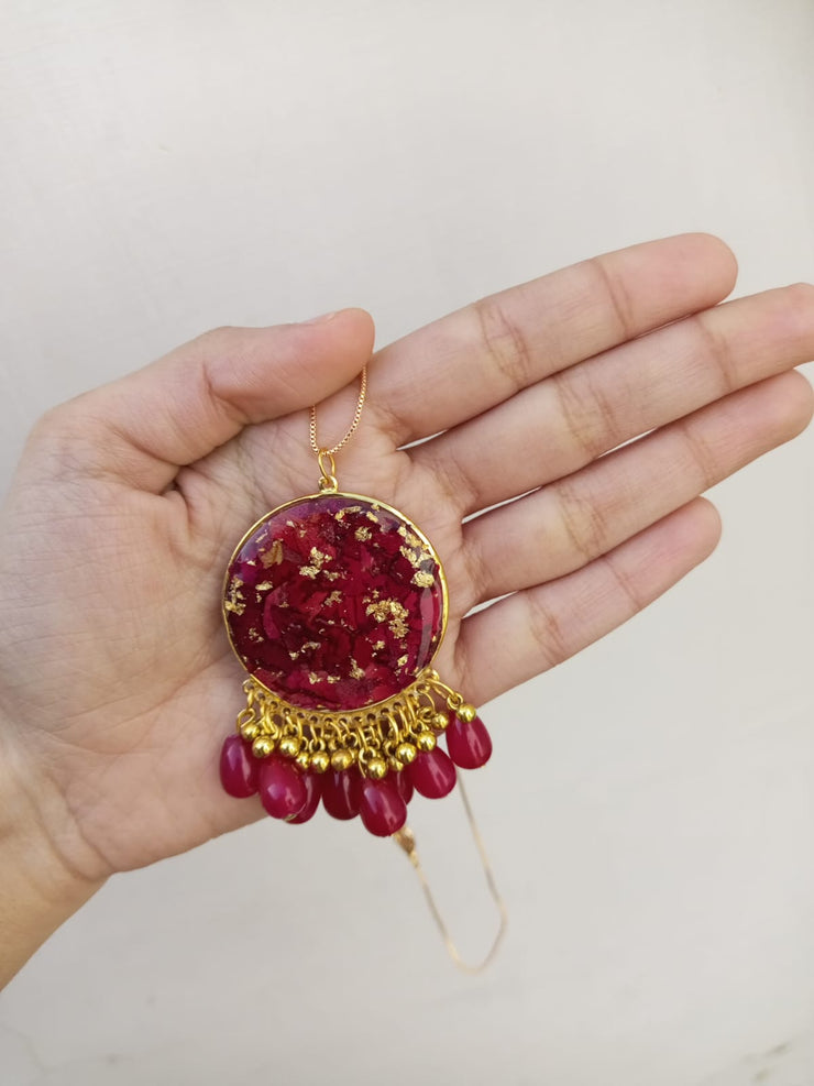 Flat Pressed Resin Preserved Fresh Petal Charms Epoxy Dried Flower Rose Pearls Hanging  Pendant