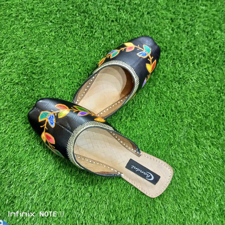 CHP_404_Black Backless Hand Painted  Khussa