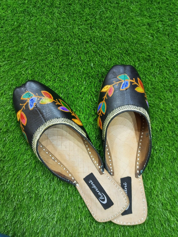 CHP_404_Black Backless Hand Painted  Khussa