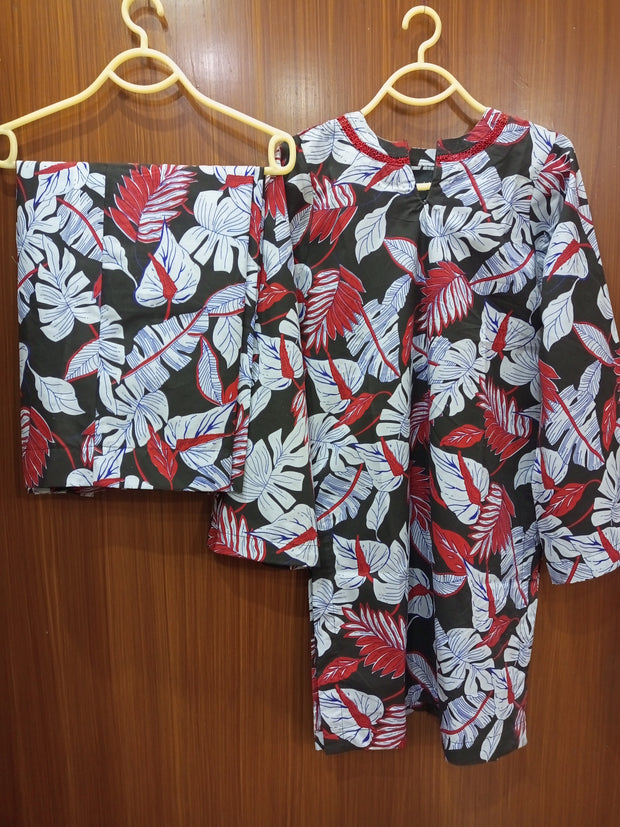2PC COTTON FLORAL PRINT SUIT