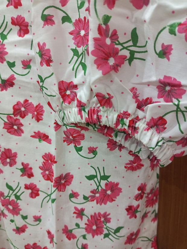 2PC STONE COTTON FLORAL PRINT SUIT