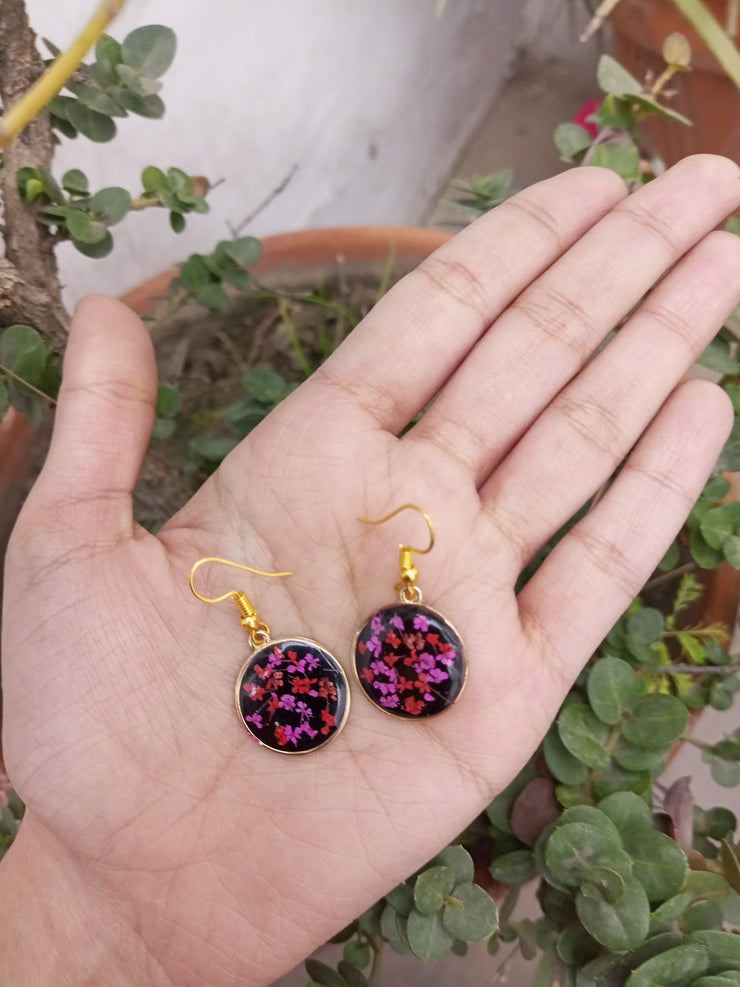 RED PINK ANALACE FLOWER EARRINGS