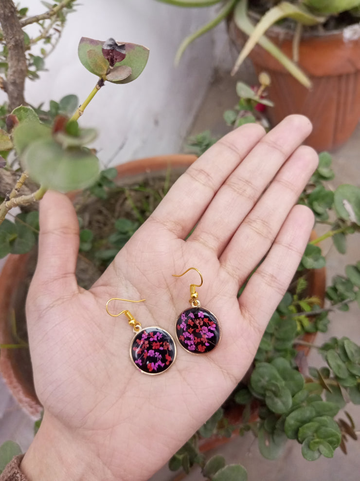 RED PINK ANALACE FLOWER EARRINGS