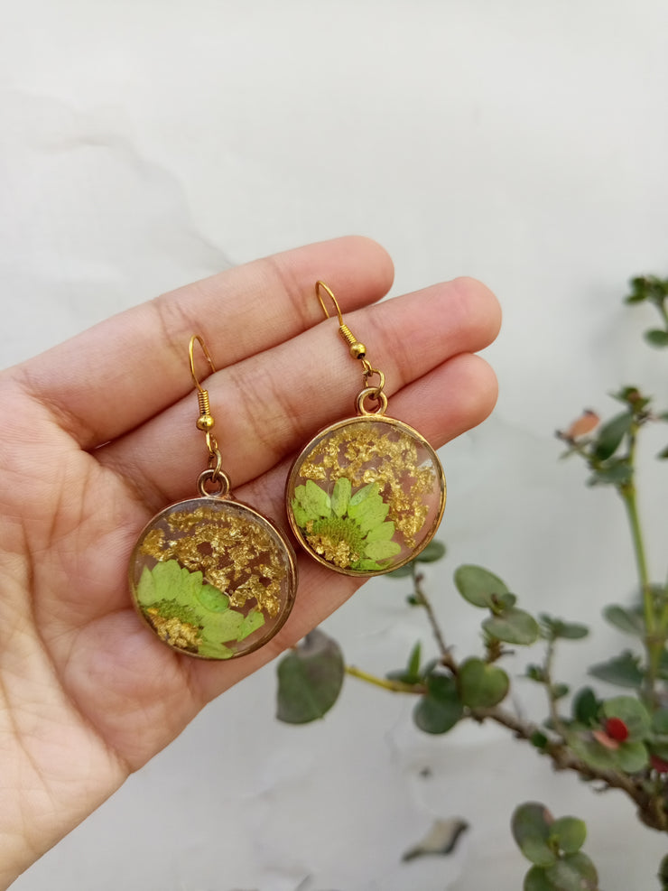 RESIN PRESERVED FRESH FLOWER  EARRINGS