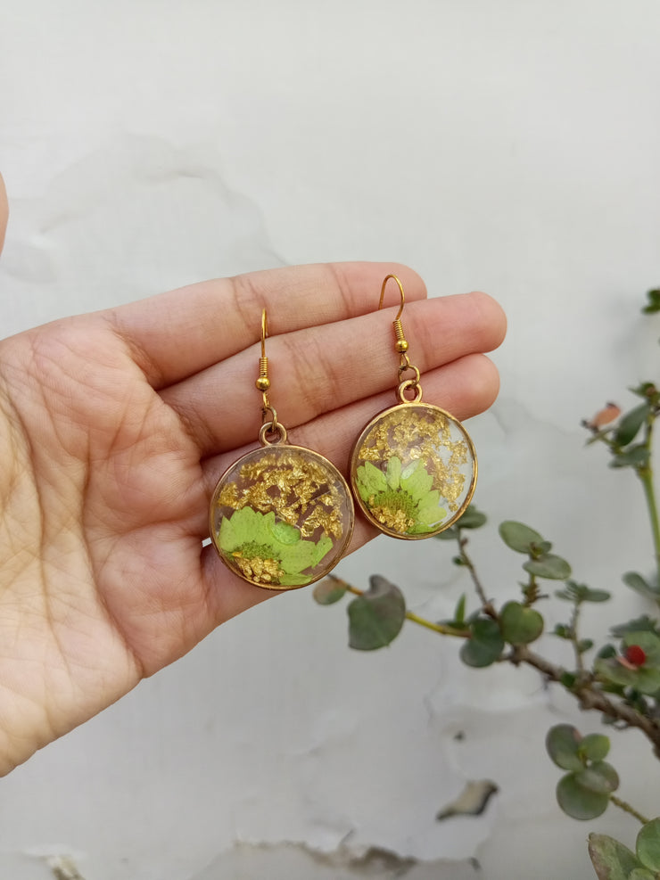 RESIN PRESERVED FRESH FLOWER  EARRINGS