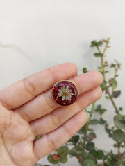 Flat Pressed Resin Preserved Fresh Petal Charms Epoxy Dried Flower Rose Round  Ring