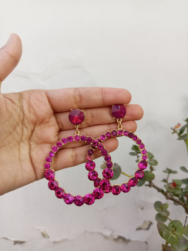 HOOP PINK STONE EARRINGS