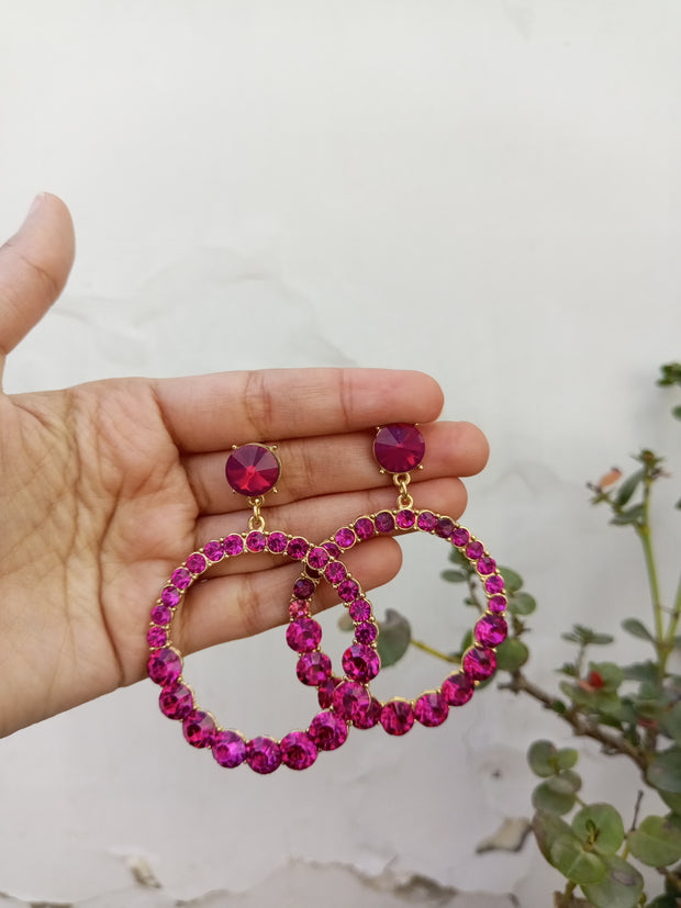 HOOP PINK STONE EARRINGS