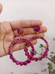 HOOP PINK STONE EARRINGS