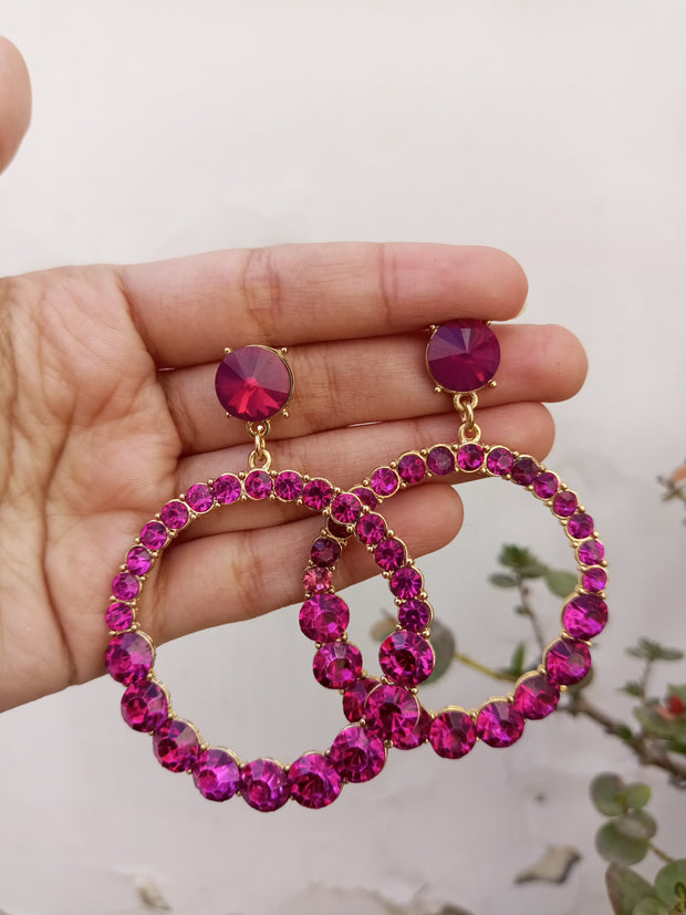 HOOP PINK STONE EARRINGS