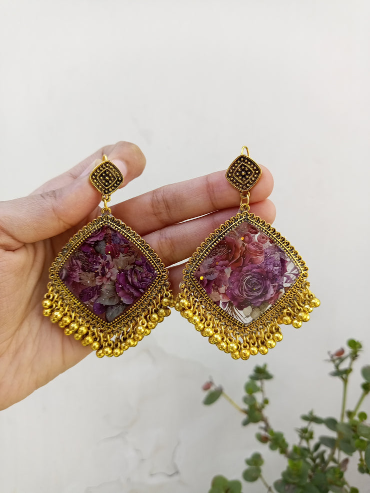 Diamond  Floral Painting  Jhumka