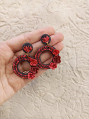 polymer clay black hoop earrings