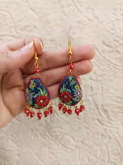polymer clay red hanging  earrings