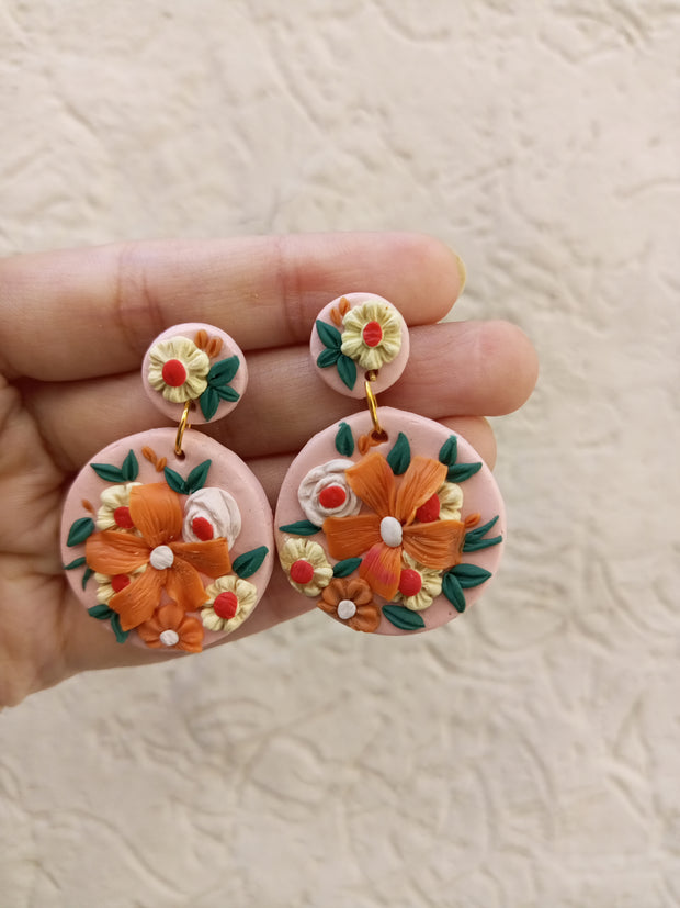 polymer clay peach earrings