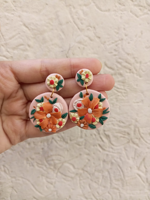 polymer clay peach earrings