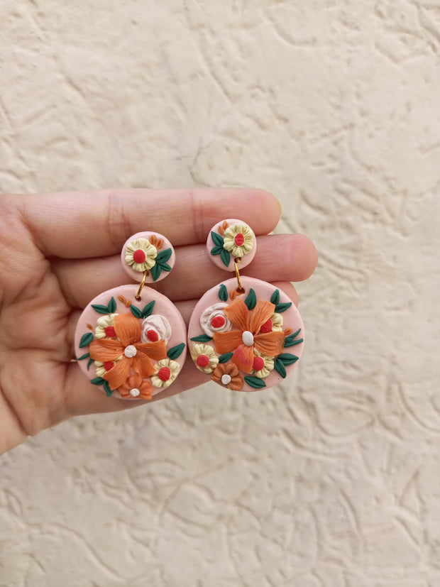 polymer clay peach earrings
