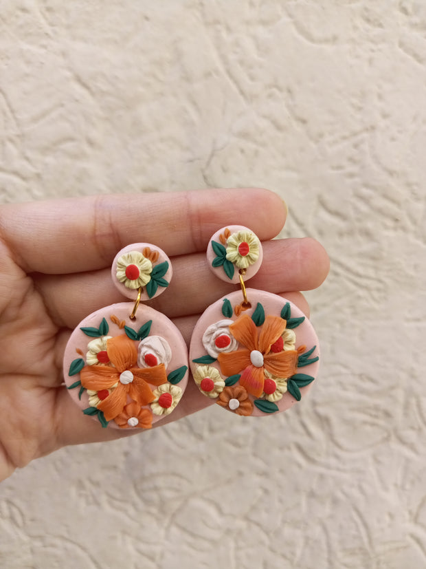 polymer clay peach earrings