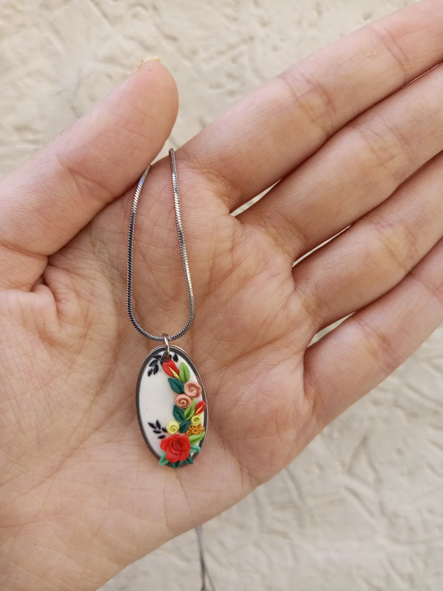 polymer clay oval  pendant