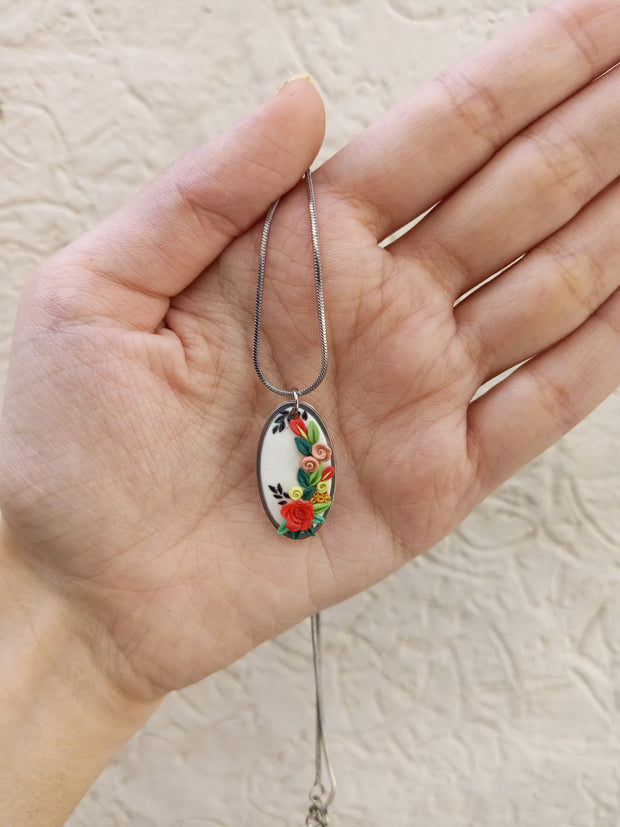 polymer clay oval  pendant