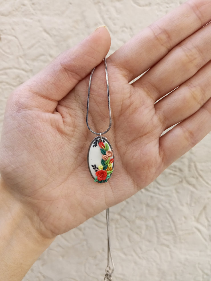 polymer clay oval  pendant